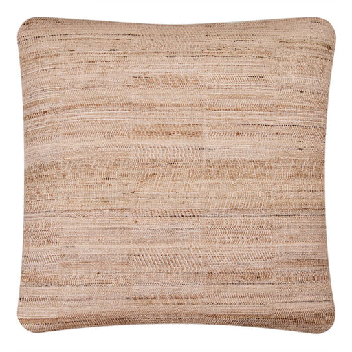 Hand Parchment Wool & Tussar Silk Pillow, a handwoven designer textile from India by Neeru Kumar. Exclusive to Pat McGann, this pillow features a natural linen back, invisible zipper closure, and feather and down fill.
