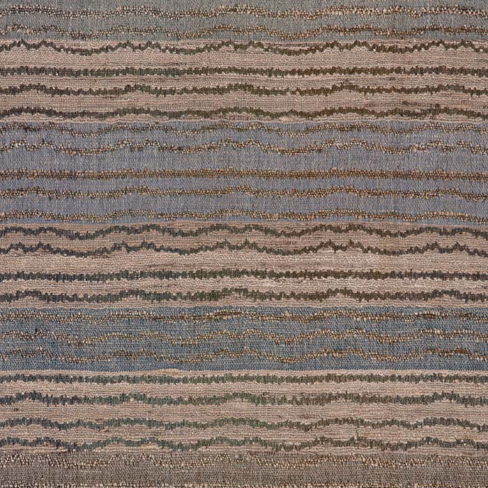 Fabric by the yard -- Small ocean stripe wavy green blue colors pattern. Raw Tussar Silk and Wool by Neeru Kumar Handwoven Designer Textiles from India.