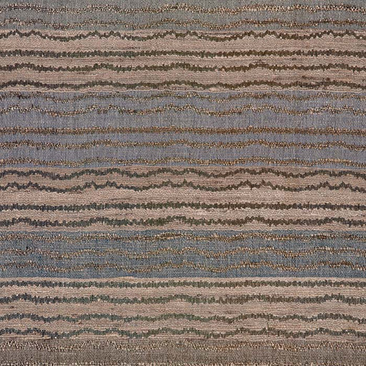 Fabric by the yard -- Small ocean stripe wavy green blue colors pattern. Raw Tussar Silk and Wool by Neeru Kumar Handwoven Designer Textiles from India.