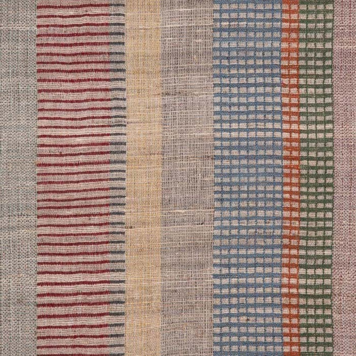 Fabric by the yard -- Stripe check colors pattern. Raw Tussar Silk and Wool by Neeru Kumar Handwoven Designer Textiles from India.