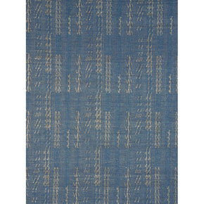 (FULL) Fabric Tree Blue Upholstery Weight. Neeru Kumar Handwoven Designer Textiles from India. Exclusive to Pat McGann. Raw Tussar Silk and Cotton. 50-54" W. Vertical Repeat: 48". Horizontal Repeat: 15.5"