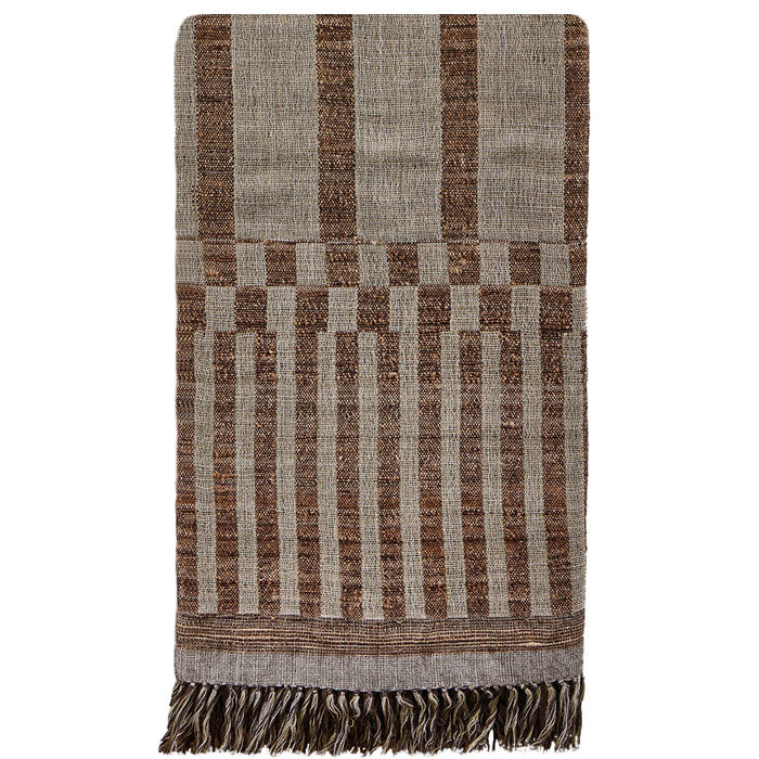 Throw Neeru Kumar Handwoven Mondrian Throw Tussar Silk & Hand Spun Wool, Handwoven Designer Textiles from India. 56ʺW × 79ʺD
