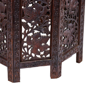 (DETAIL) Octagonal Anglo Indian Tea Table Early 20th C. Intricately carved rosewood. Top has been affixed. 20" x 20" x 22"