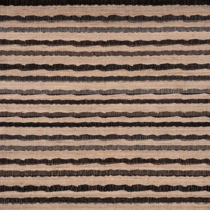 (PATTERN) Fabric by the yard --Ocean Stripe Charcoal. Raw Tussar Silk and Wool by Neeru Kumar Handwoven Designer Textiles from India. 