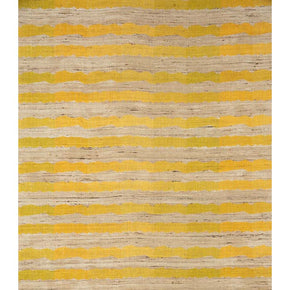 (PATTERN) Fabric by the yard -- Ocean stripe yellow colors. Raw Tussar Silk and Wool by Neeru Kumar Handwoven Designer Textiles from India.