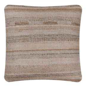 Pillow Linear Stripe Wool and Tussar Silk. Natural linen back. Invisible zipper closure. Neeru Kumar Handwoven Designer Textiles from India. Exclusive to Pat McGann.