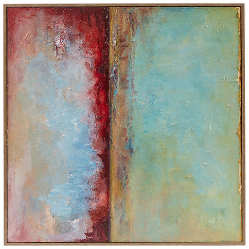 Soni Wright Baroque painting created in 2000 using acrylic on canvas. This abstract piece is created by Ojai CA artist, Soni Wright, and measures 24x24x1.5