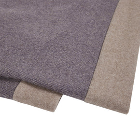 (DETAIL II) Cashmere Throw Aubergine. Mongolian Cashmere.  Charcoal with taupe edging.  68" x 78"