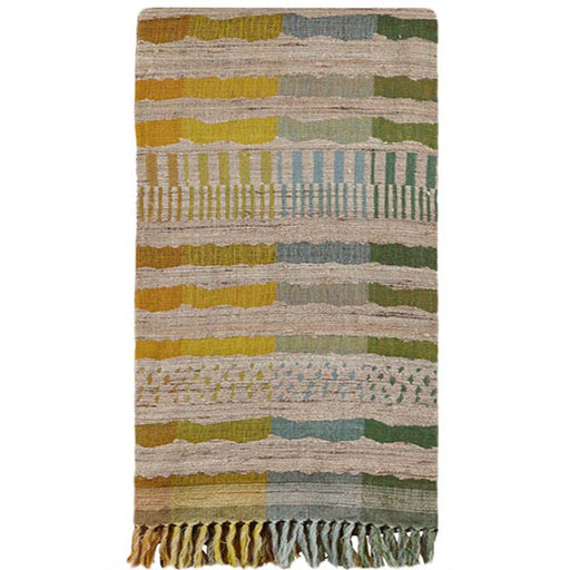 Throw Bauhaus Green, Wool & Raw Silk. Neeru Kumar Handwoven Designer Textiles from India. Exclusive to Pat McGann. 70 in. x 50 in.
