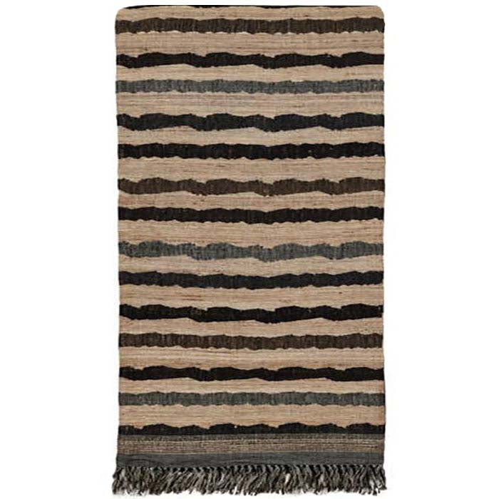 Throw Ocean Stripe Charcoal <br />Wool & Tussar Silk