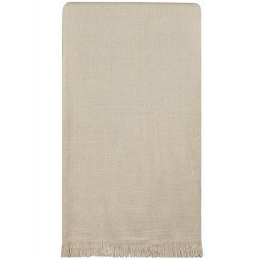 Ivory Throw -- Luxurious Handwoven Cashmere. Made in Kashmir India. H 105 in. x W 80 in.
