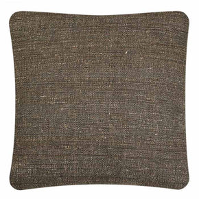 Throw pillow in tabby zinc pattern on handwoven Neeru Kumar, cotton & tussar silk, with tabby zinc backing, 18x18 inch size shown.