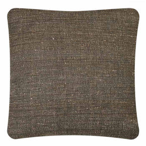 (TABBY ZINC BACK) Handwoven Neeru Kumar throw pillow in window weave zinc pattern, cotton & tussar silk, with tabby zinc backing, 18x18 inch size shown.