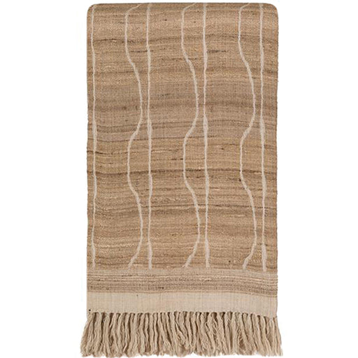 Throw, Vertical Jaal, Sidelines Wool and Tussar Silk, Handwoven Designer Textiles from India. 70 in x 50 in. 178 cm x 127 cm.