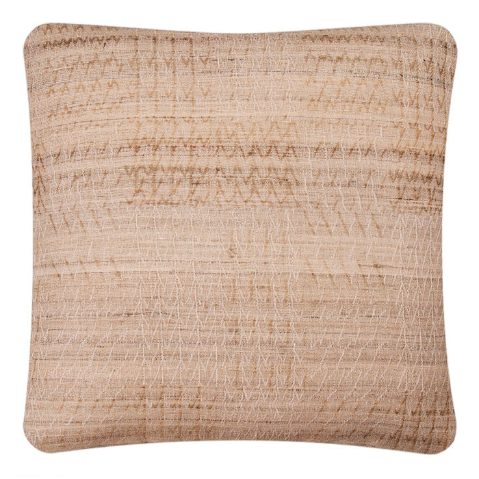 Tree Parchment Throw Pillow Wool & Tussar Silk Pillow, a handwoven designer textile from India by Neeru Kumar. Exclusive to Pat McGann, this pillow features a natural linen back, invisible zipper closure, and feather and down fill.