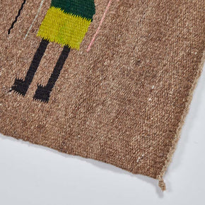(DETAIL II) Yeibichai Navajo Rug. Vintage hand woven flat woven tribal rug. 29" x 61"