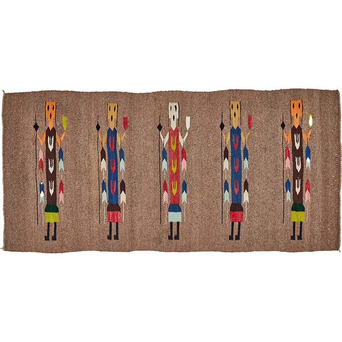 Yeibichai Navajo Rug. Vintage hand woven flat woven tribal rug. 29" x 61"